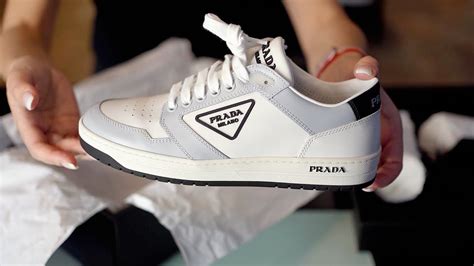 prada sneakers unboxing|Unboxing Prada District Low Top Logo Sneakers Try On.